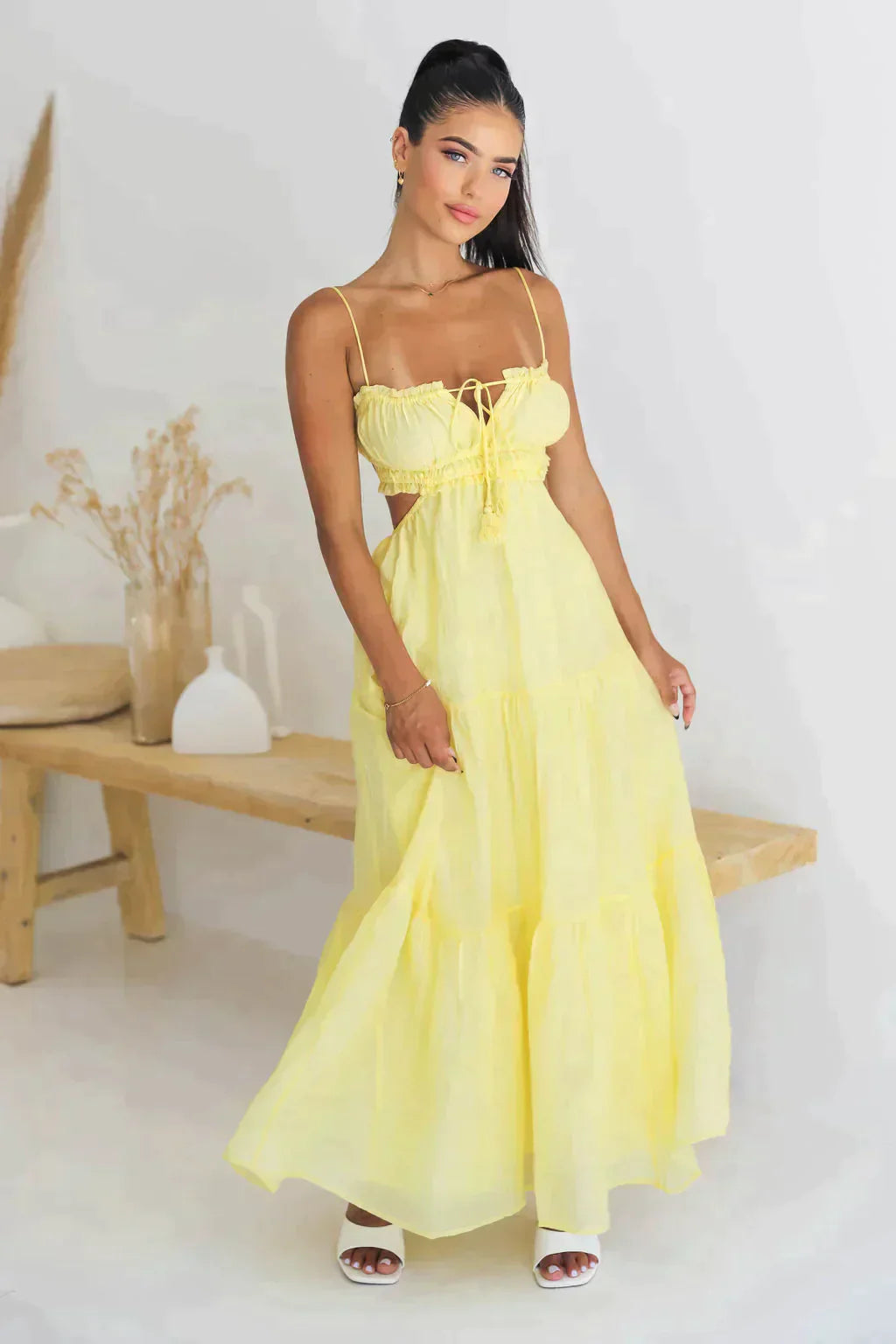 Lemon yellow deals maxi dress